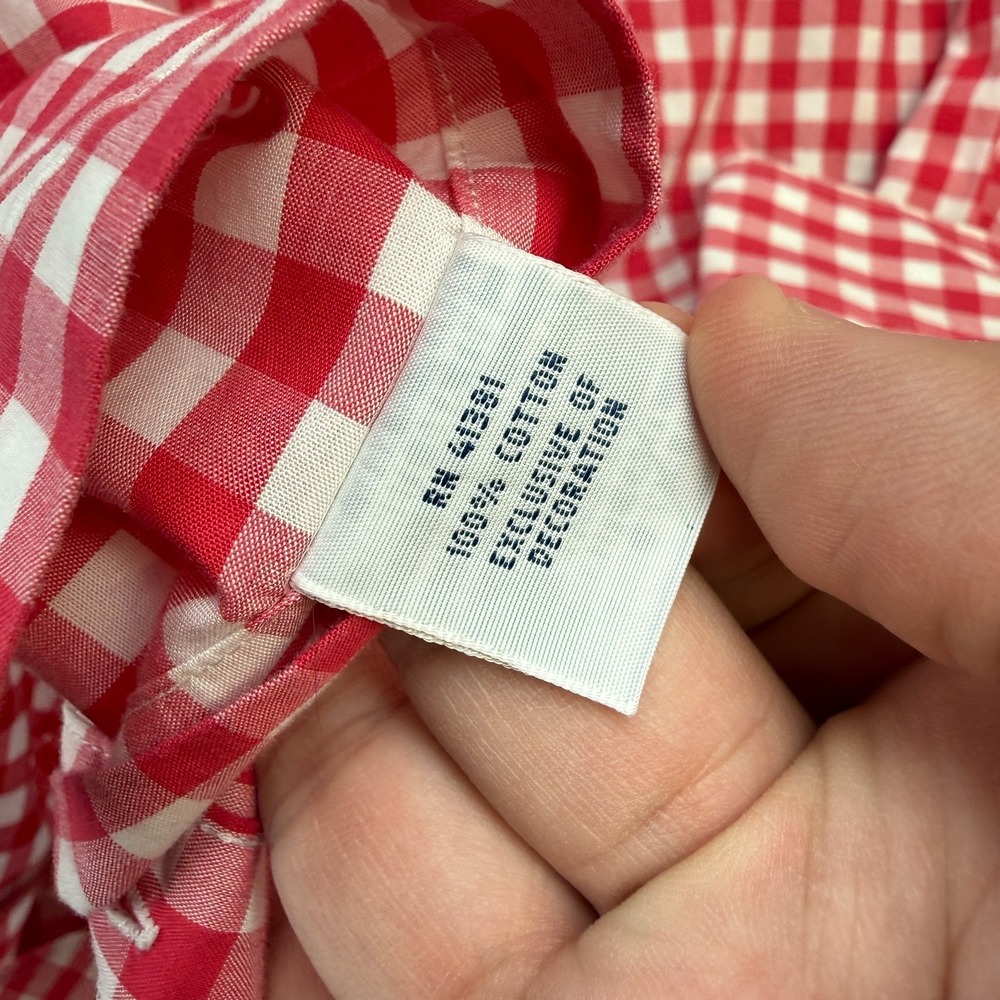 Polo Ralph Lauren Shirt Mens Medium Red White Gingham Check Non Iron Poplin READ - Picture 5 of 11